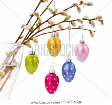 Colorful hanging easter eggs