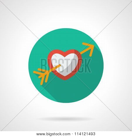 Heart with arrow round flat vector icon