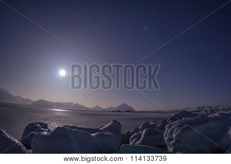 Arctic winter in south Spitsbergen.