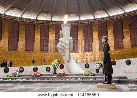 View Of The Hall Of Military Glory, Honor Guard And The Eternal Flame In The Historical-memorial Com