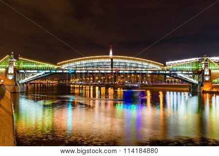 Borodinsky Bridge At Night