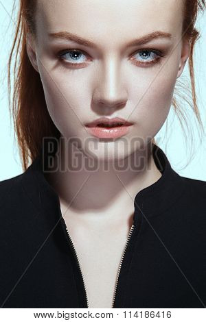 Portrait close up of the young woman