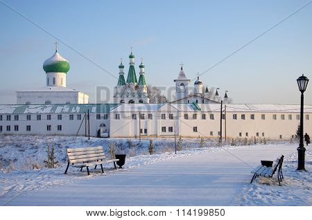 Lodeinoe Pole, Leningrad Oblast, Russia - January, 2016: The Holy Trinity Alexander Svirsky Monaster