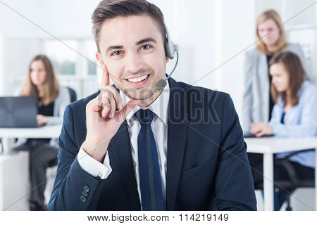 Telemarketer With Headset