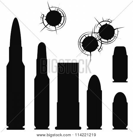 Bullet cartridge case and bullethole with cracks