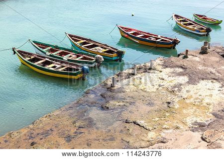 Fisher Boats In Pedra Lume Harbor In Sal Islands - Cape Verde - Cabo Verde