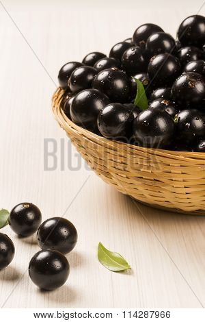 Berry Jaboticaba In Bowl On Wooden Table