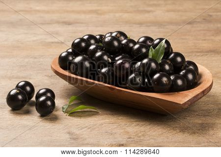Berry Jaboticaba In Bowl On Wooden Table