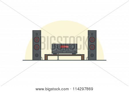 Acoustic system. Line vector illustration.