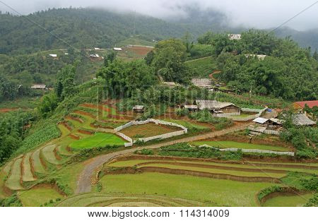 view of village CatCat with rice terraces
