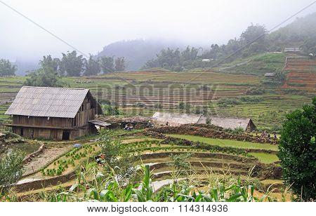 view of village CatCat with rice terraces
