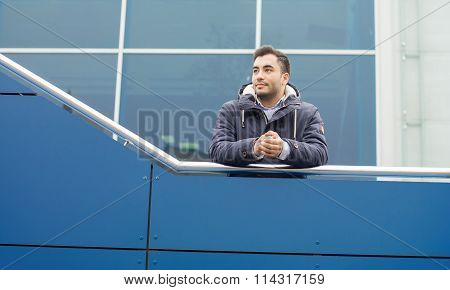 Casual Guy In Autumn Coldly Day
