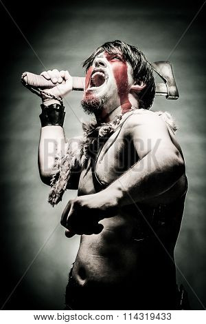 Portrait Of Man In War Paint
