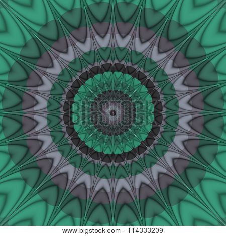 Spiky lavender violet, spanish viridian, circular decorative pattern