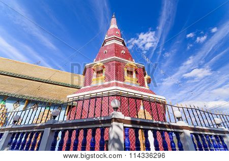 Old pagoda at rural in blue sky Fang hill Chiang Mai Thailand.