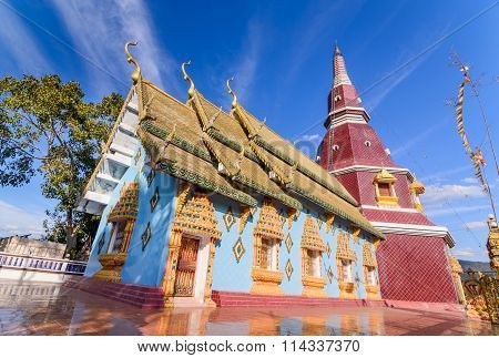 Old pagoda at rural in blue sky Fang hill Chiang Mai Thailand.