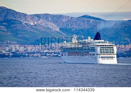 Cruiser Ship In Split Watefront Waters