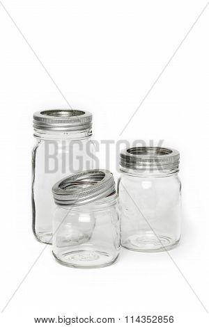 Three Empty Glass Jar