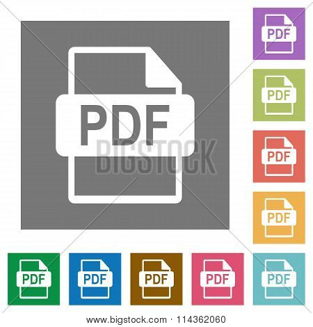 Pdf File Format Square Flat Icons