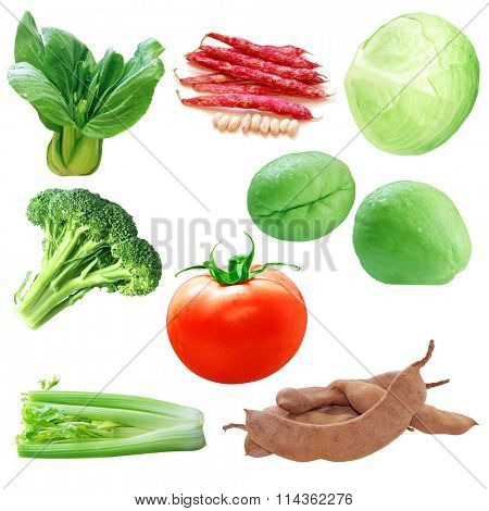 Set of vegetable isolated on white background
