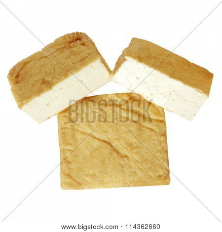 Two blocks of tofu forming the shape of the house