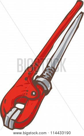 Red Metal Adjustable Wrench