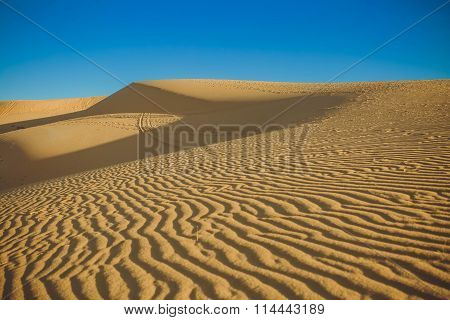 Sand Dunes At Sunset Casting Nice Shadows In Muine, Vietnam