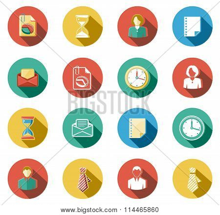 Business and office objects flat icons set