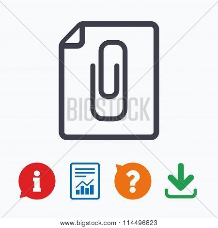 File annex icon. Paper clip symbol.