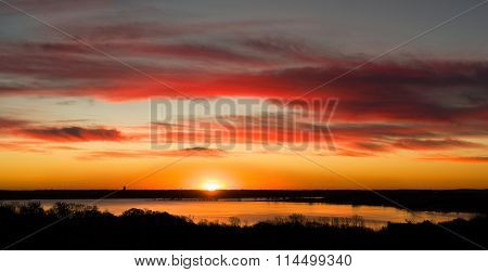 Texas Lake Sunrise Panorama