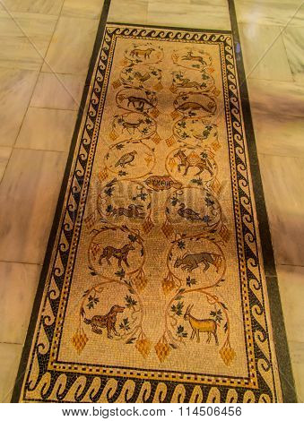 Sychar, Israel, July 11, 2015.: Mosaic On The Floor In A Modern Greek Orthodox Convent In Shechem