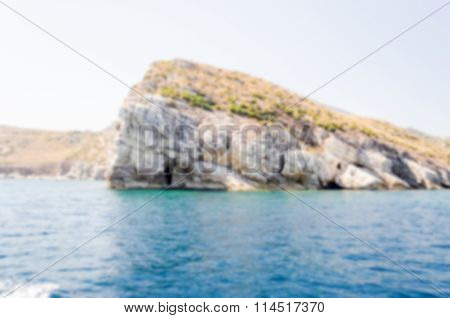 Defocused Background With Wild Coastline Of Zingaro Natural Reserve, Sicily