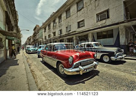 CUBA, HAVANA-JUNE 29, 2015: Old cars on the streets of Havana