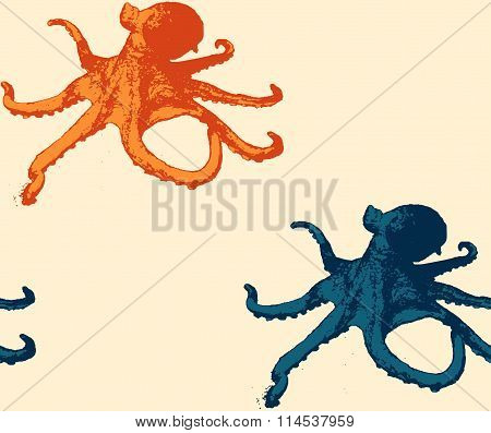 Seamless pattern octopus