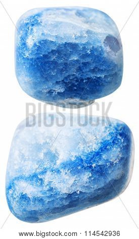 Two Blue Colored Agate Gemstones Isolated