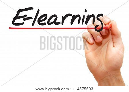 Hand Writing E-learning, Business Concept