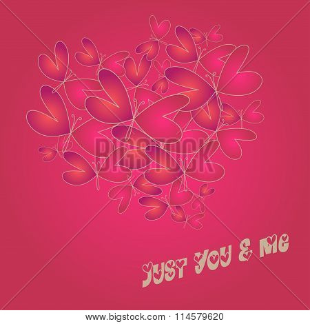 Vector Valentine's day or wedding card with original lettering and butterflies