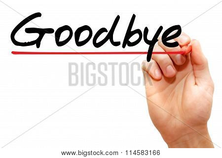 Hand Writing Goodbye , Business Concept