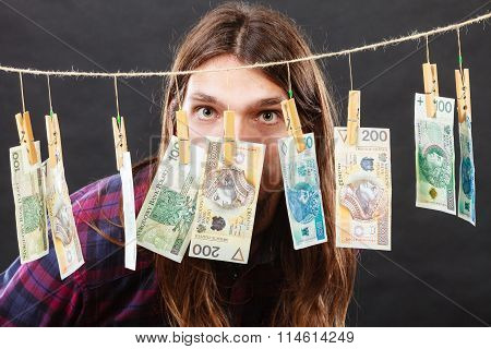 Rich Man With Laundry Of Money