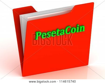 Pesetacoin- Bright Green Letters On Red Paperwork Folder