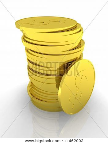 Rendering of golden coins