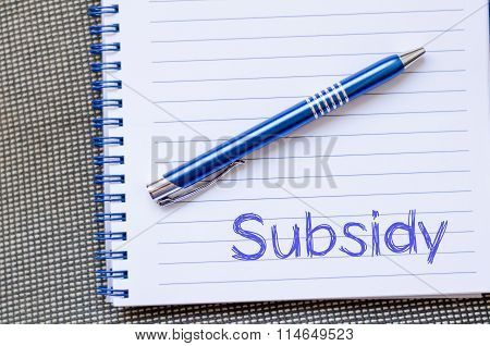 Subsidy Write On Notebook