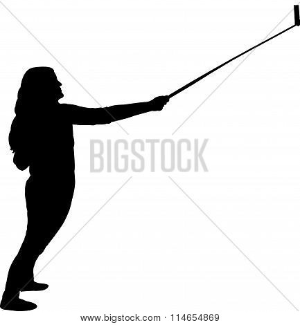taking selfie, silhouette vector