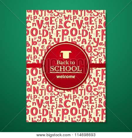Vector school brochure on schoolboard background