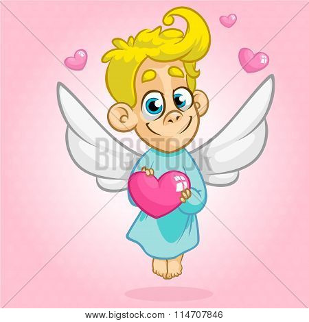 Valentine Day cupid angel cartoon style vector illustration.