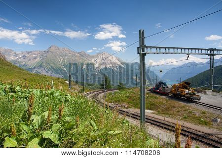 Alp Grum Railway Station Is Situated On The Bernina Railway