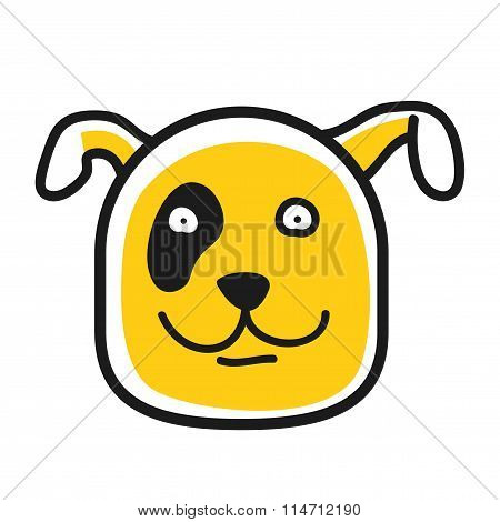 Cartoon animal head icon. Dog face avatar for profile of social networks. Hand drawn design