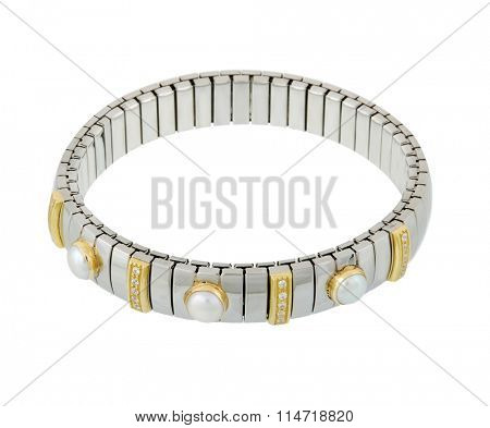 silver bracelet isolated on white background