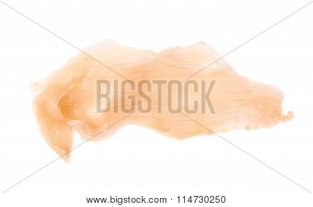 Slice of pickled ginger isolated