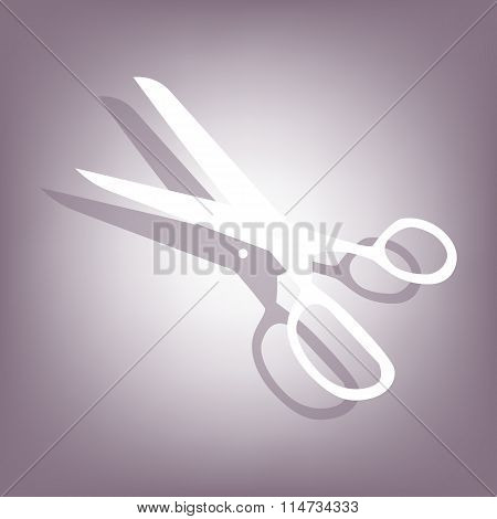 Vector scissors icon with shadow